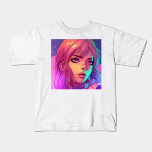 Synthwave Comic Girl Kids T-Shirt